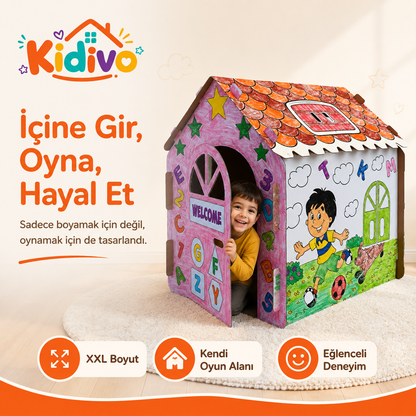 KİDİVO® XXL Boyanabilir Karton Oyun Evi