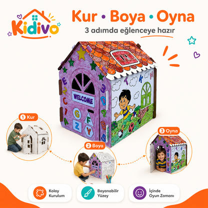 KİDİVO® XXL Boyanabilir Karton Oyun Evi
